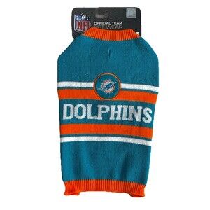NEW Officially Licensed NFL Dog Pet Knit Sweater Warm & Cozy - Miami Dolphins M